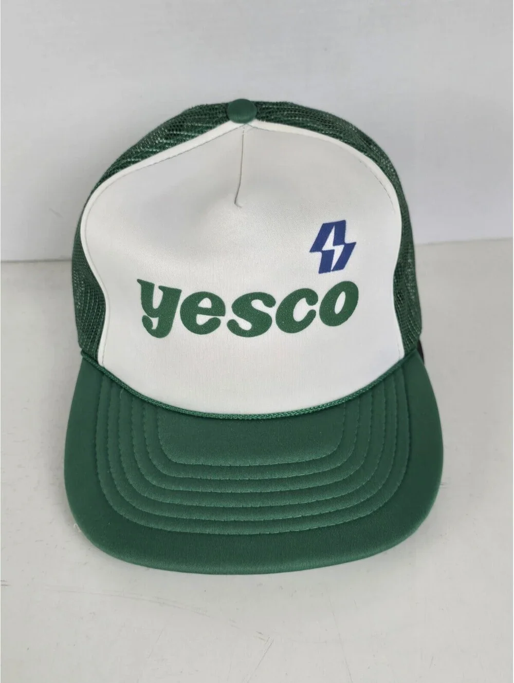 Schaedler Yesco Distribution Vintage Trucker Hat Cap Snapback Green White Logo